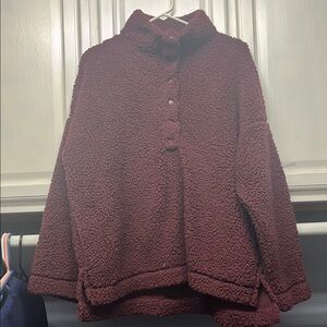 Aerie Maroon Teddy Jacket